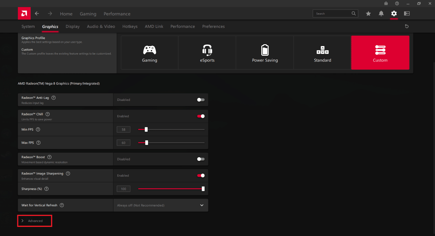 Click on the Advanced option. How to Limit FPS in Apex Legends