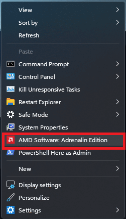 Click on AMD Software: Adrenalin Edition