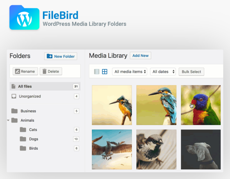 Screenshot of the FileBird plugin preview page on the CodeCanyon website The FileBird plugin preview page on the CodeCanyon website