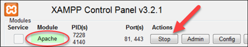 Stop Apache service on XAMPP control panel.