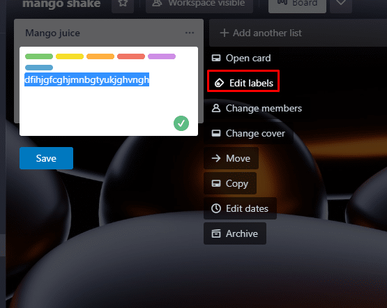 Click on Edit labels menu
