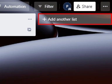 Click the Add another list button