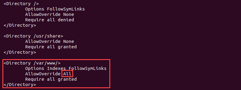 apache2.conf allowoverride all configuration