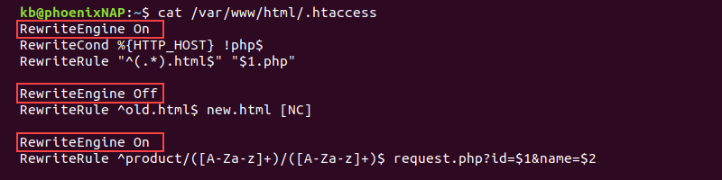 .htaccess rewrite engine on and off