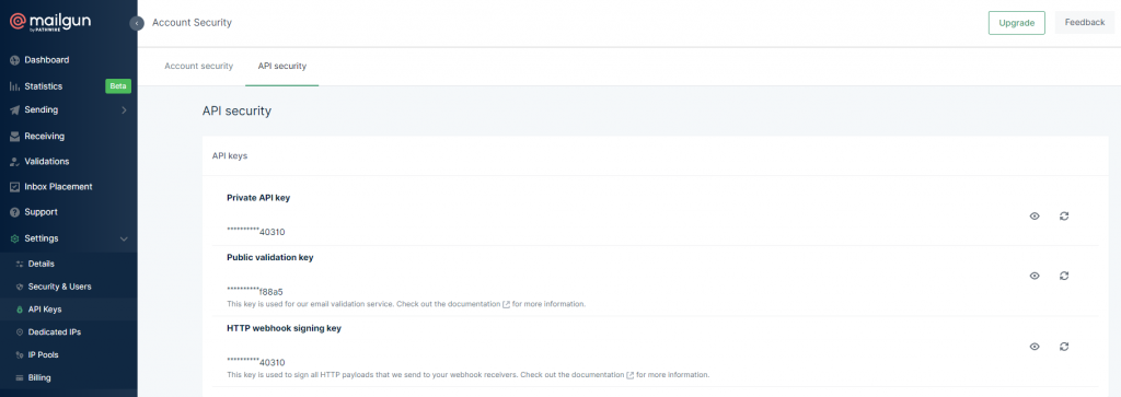 API security section