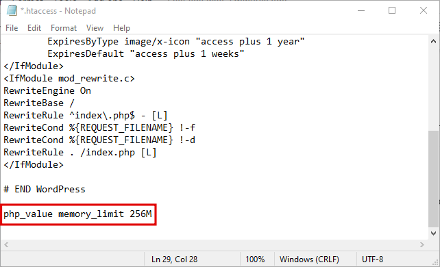 Editing the .htaccess file by adding the code.