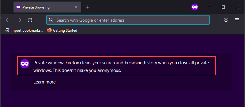 Browsing incognito in Firefox.