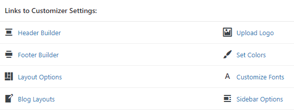 WordPress Customizer settings.