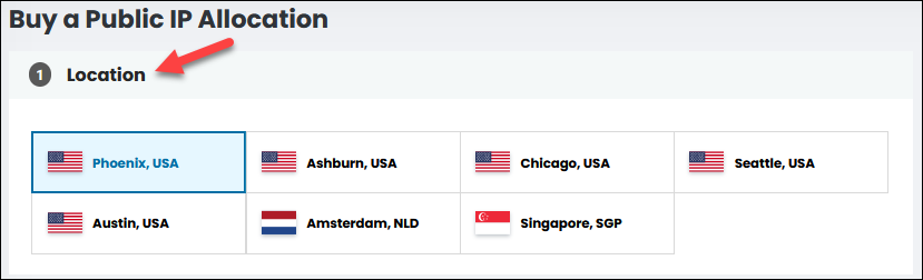 Public IP allocation location selection. 