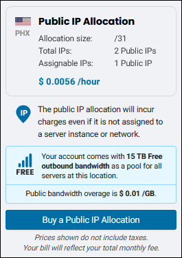 Public IP allocation purchase summary