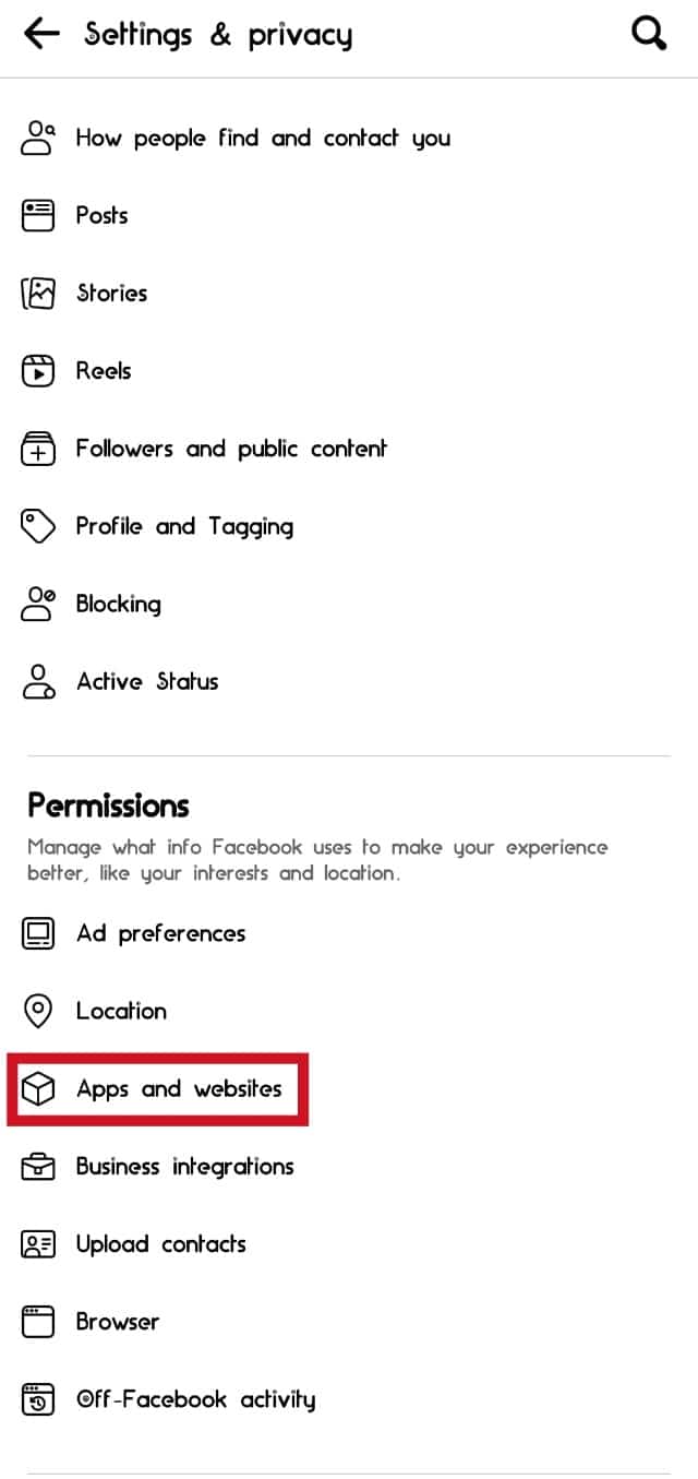 tap on the Apps and Websites option | what happens when you delete Bumble account