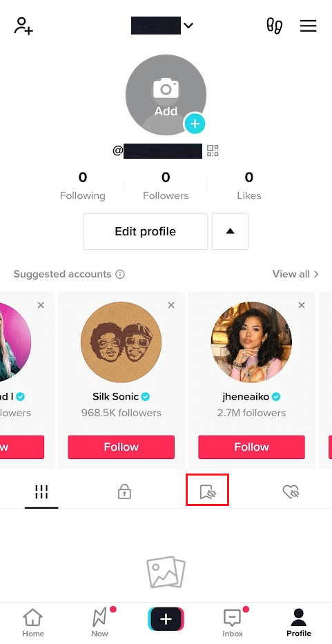 Click on the Bookmark icon from the profile