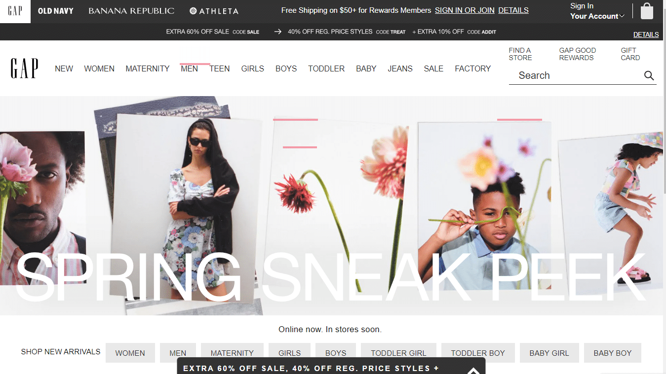 Gap website