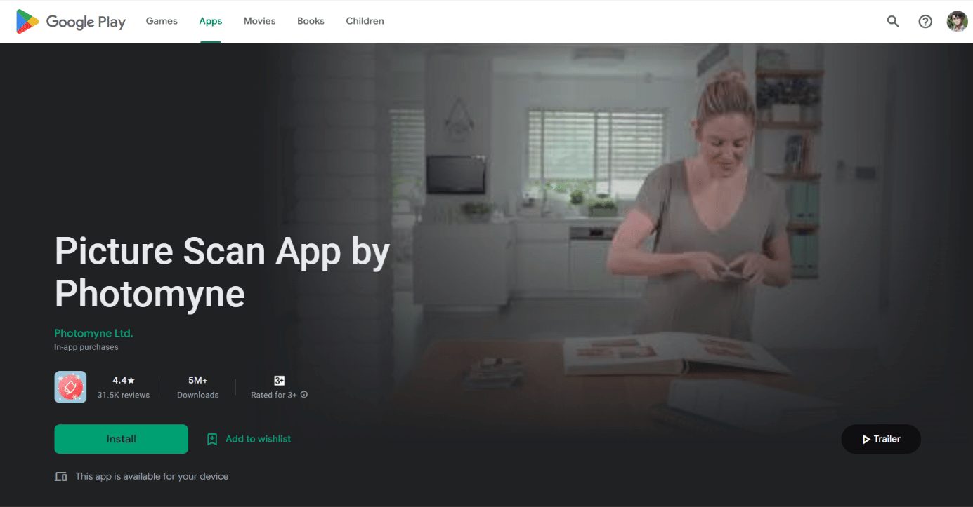 Photomyne in play store