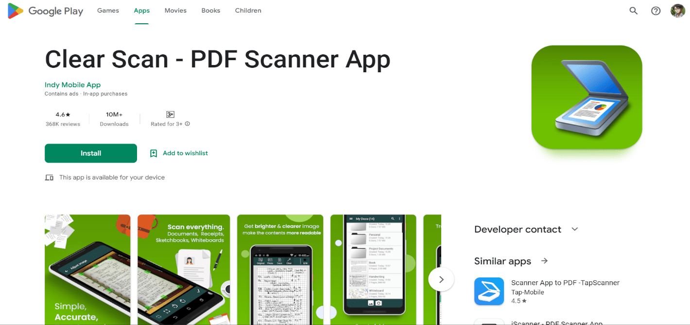 Clear Scan in play store