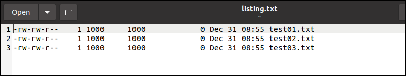 The contents of a directory as a text file