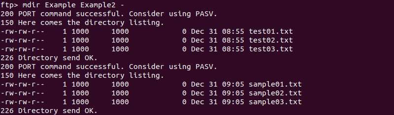 Listing the contents of multiple directories with the mdir command