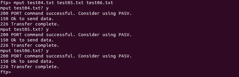 Transferring multiple files from the local machine to the remote system