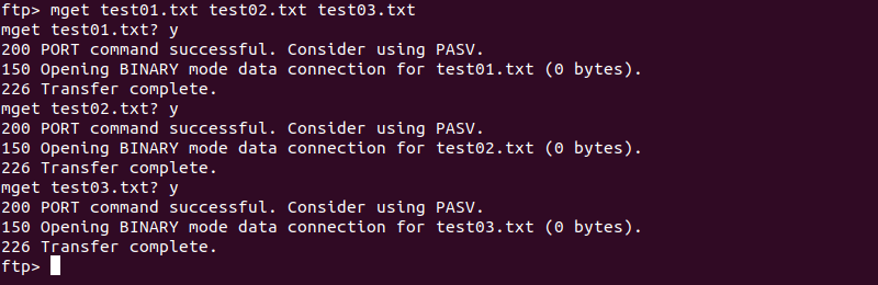 Transferring multiple files from the remote system to the local machine