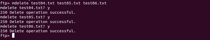Deleting multiple files from the remote system using file names