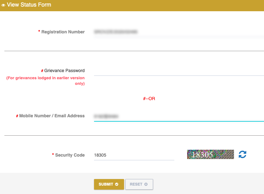 EPF complaint status check online