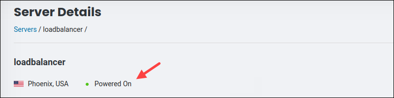 Server details powered on indicator