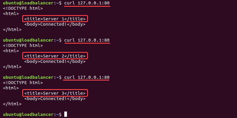 Testing load balancer using curl command