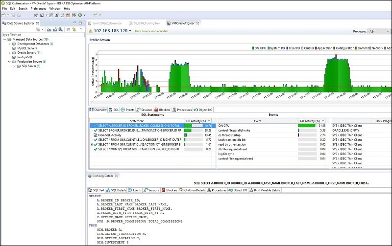 A graphical query analysis in Idera DB Optimizer.