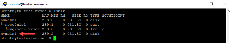 Lsblk command Ubuntu checking NVMedrive path