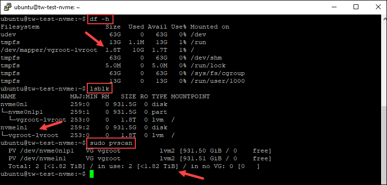Checking the drives' status in Ubuntu. 