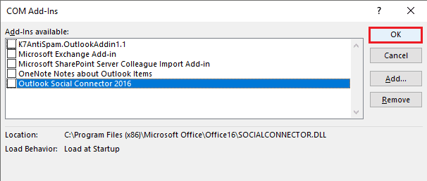 deselect all the unnecessary add ins in the Outlook app and click on the OK button. 14 Ways to Fix Outlook Disconnected Error