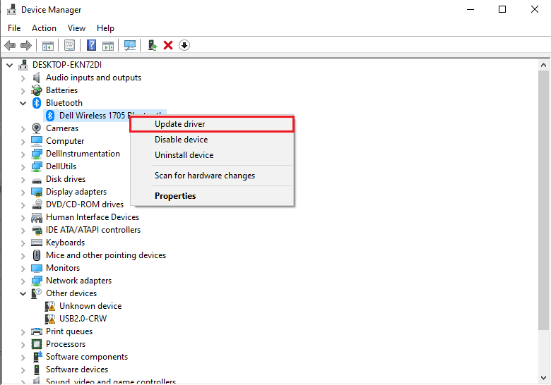 Click on Update driver 
