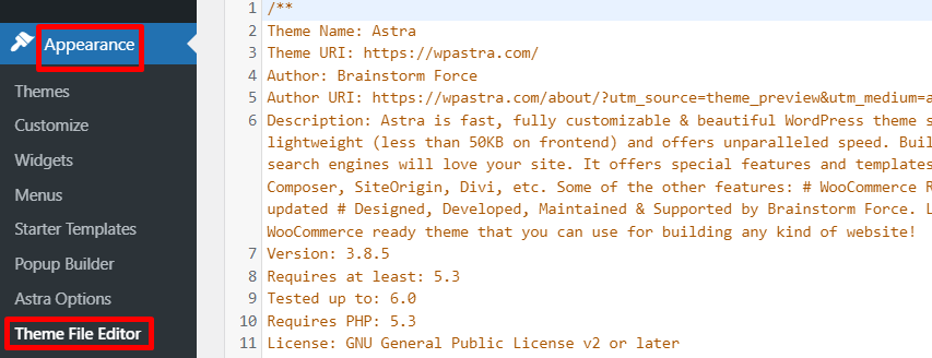 You will find the configuration for theme files in Appearance > Theme File Editor