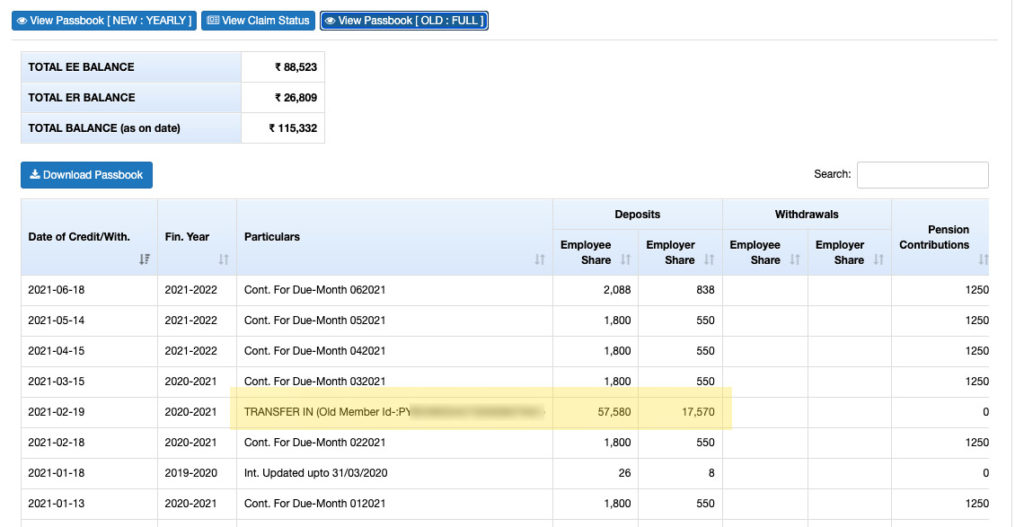 How to confirm PF transferred or not,