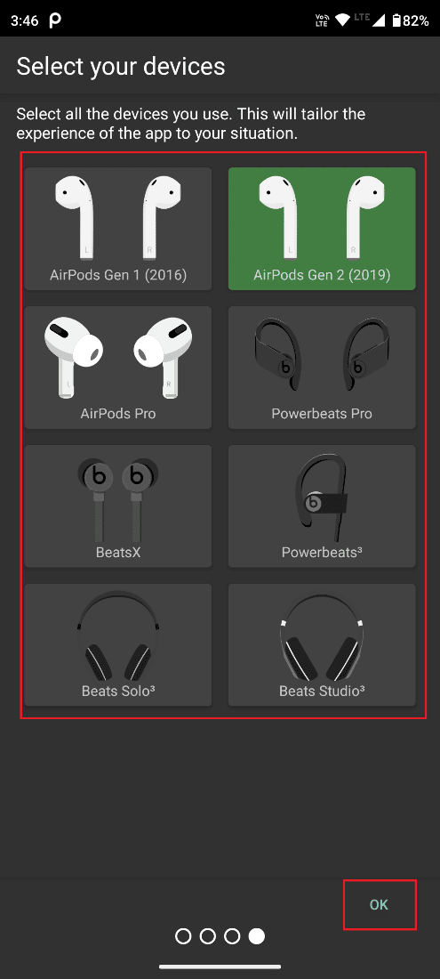select your AirPods model and tap on OK.