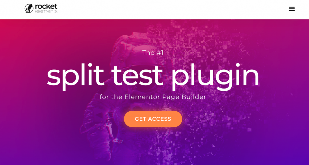 Homepage of the Split Test For Elementor plugin website