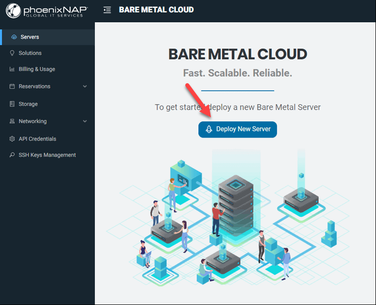 BMC portal Servers page with the deploy button.