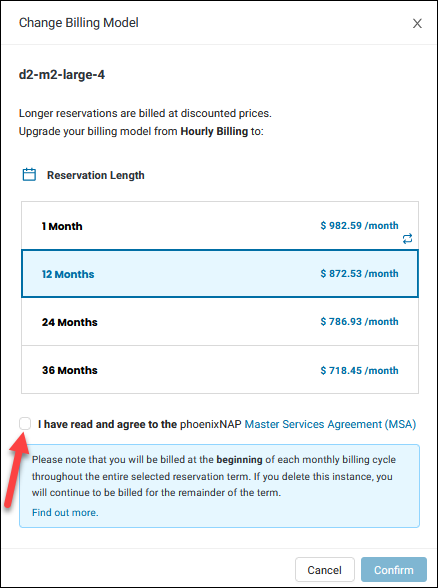 BMC change billing model for a server