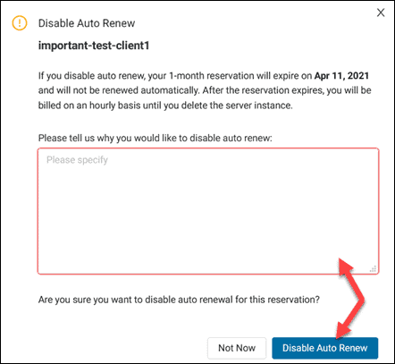 Disable auto-renew confirmation box.
