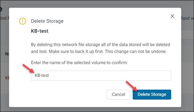 Delete storage popout
