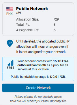 Network summary BMC portal.