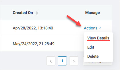 Network view details link. 