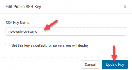 Edit public SSH key box.