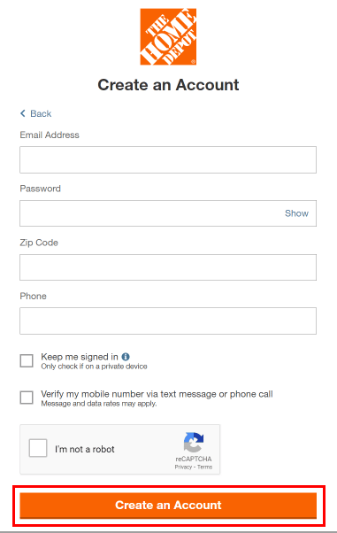 Enter your email address, Password, Zip Code, and Phone, check all the boxes, and click on the Create an Account button to successfully create an account.