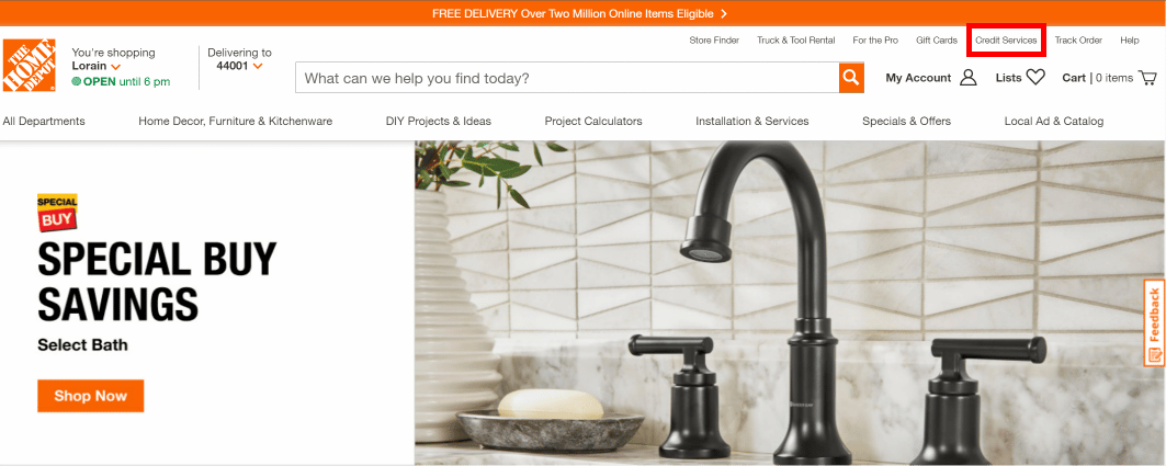 Once signed in, click on the Credit Services option at the top right of the screen.