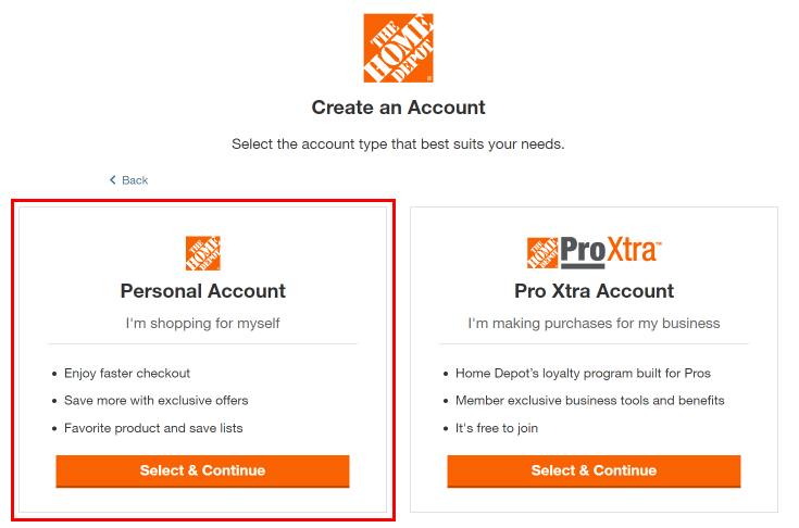 Click on the Personal Account option.
