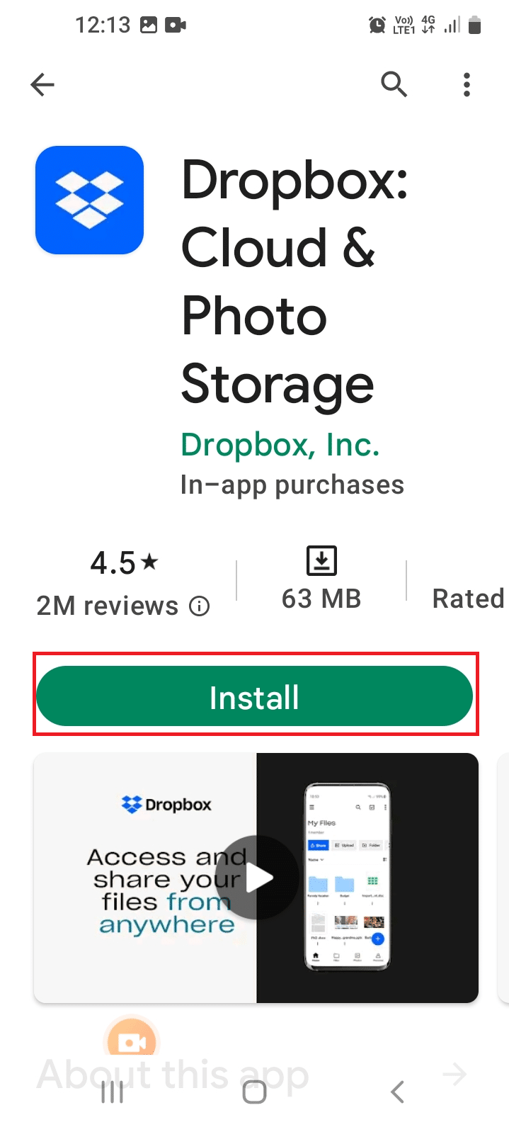 tap on the Install button