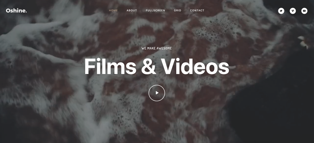 Video theme demo of Oshine