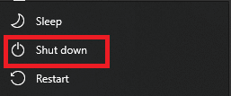 click on Shut down