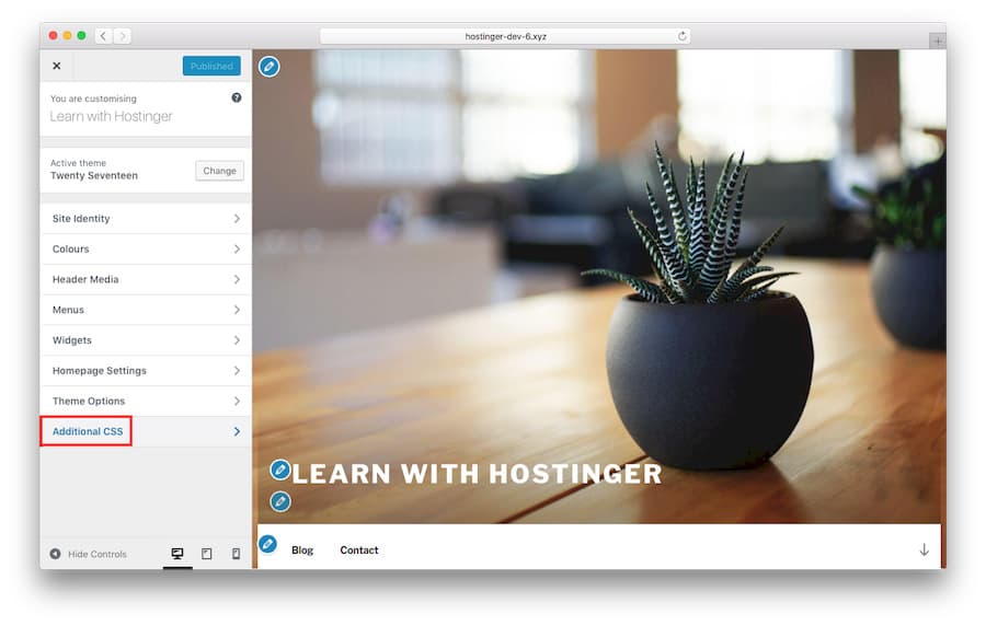 Choosing the Additional CSS Menu in WordPress